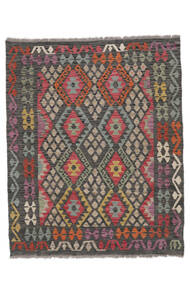  Kilim Afghan Old Style Tapis 138X165 De Laine Noir/Rouge Foncé Petit Carpetvista