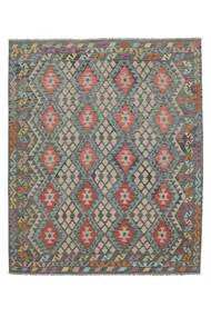  247X293 Kelim Afghan Old Style Matot Matto Tummanvihreä/Ruskea Afganistan Carpetvista