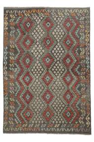 204X293 Tapis D'orient Kilim Afghan Old Style Marron/Jaune Foncé (Laine, Afghanistan) Carpetvista