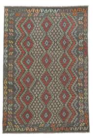 202X296 Kelim Afghan Old Stil Teppich Orientalischer Schwarz/Dunkelgelb (Wolle, Afghanistan) Carpetvista