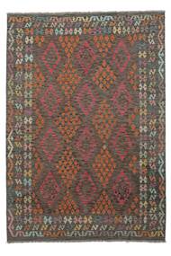 Kelim Afghan Old Style Teppe 206X295 Brun/Svart Ull, Afghanistan Carpetvista