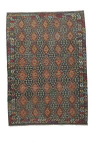 200X300 Kilim Afghan Old Style Rug Oriental Black/Brown (Wool, Afghanistan) Carpetvista