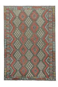  Oriental Kilim Afghan Old Style Rug 202X291 Brown/Dark Yellow Wool, Afghanistan Carpetvista