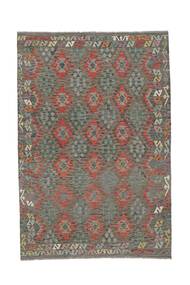  Orientalischer Kelim Afghan Old Stil Teppich 202X298 Braun/Dunkelgelb Wolle, Afghanistan Carpetvista
