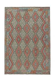  204X296 Kelim Afghan Old Stil Teppich Dunkelgelb/Braun Afghanistan Carpetvista