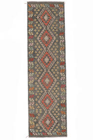 83X295 Kelim Afghan Old Stil Teppich Orientalischer Läufer Braun/Schwarz (Wolle, Afghanistan) Carpetvista