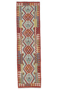 81X292 Tappeto Kilim Afghan Old Style Orientale Passatoie Rosso Scuro/Grigio Scuro (Lana, Afghanistan) Carpetvista