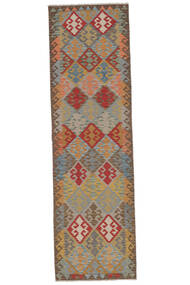  Kilim Afegão Old Style Tapete 86X297 Lã Castanho/Cinza Escuro Pequeno Carpetvista