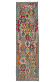 84X291 Kilim Afghan Old Style Rug Oriental Runner
 Dark Grey/Brown (Wool, Afghanistan) Carpetvista