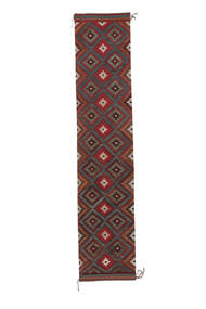 Kelim Afghan Old Style Teppe 82X389Løpere Svart/Mørk Rød Ull, Afghanistan Carpetvista
