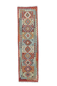  Kelim Afghan Old Style Teppe 82X308 Grønn/Mørk Rød Carpetvista