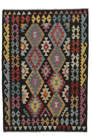  Kilim Afghan Old Style Tappeto 128X185 Di Lana Nero/Rosso Scuro Piccolo Carpetvista