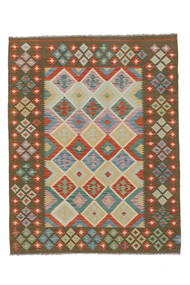 Kelim Afghan Old Style Matta 158X200 Brun/Grön Ull, Afghanistan Carpetvista