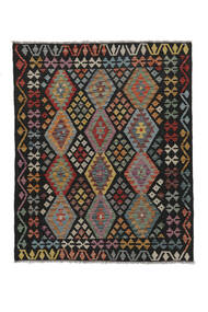 153X192 Kelim Afghan Old Style Matot Matto Itämainen Musta/Tummanpunainen (Villa, Afganistan) Carpetvista