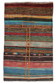 絨毯 Moroccan Berber - Afghanistan 89X145 ブラック/ダークレッド (ウール, アフガニスタン)