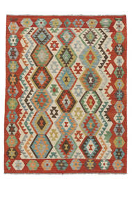  Kilim Afegão Old Style Tapete 162X209 Lã Castanho/Verde Carpetvista