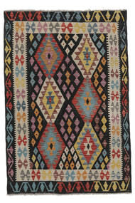122X180 絨毯 キリム アフガン オールド スタイル オリエンタル ブラック/ダークグレー (ウール, アフガニスタン) Carpetvista