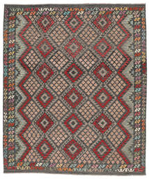 251X296 Kelim Afghan Old Style Teppe Orientalsk Brun/Svart Stort (Ull, Afghanistan) Carpetvista