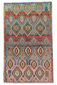 絨毯 Moroccan Berber - Afghanistan 92X152 茶色/ダークグレー (ウール, アフガニスタン)