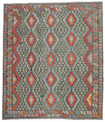 Kelim Afghan Old Style Matot Matto 247X285 Tummanvihreä/Ruskea Villa, Afganistan Carpetvista