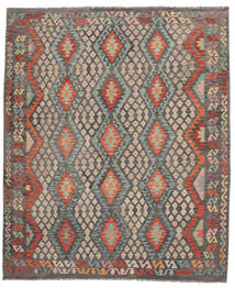 Kelim Afghan Old Style Teppe 246X292 Brun/Svart Ull, Afghanistan Carpetvista
