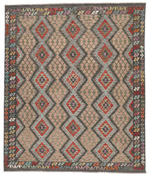  Orientalsk Kelim Afghan Old Style Teppe 252X295 Brun/Svart Stort Ull, Afghanistan Carpetvista