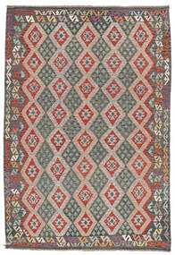 205X300 絨毯 オリエンタル キリム アフガン オールド スタイル 茶色/ダークレッド (ウール, アフガニスタン) Carpetvista