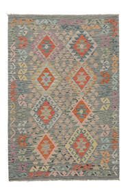 絨毯 オリエンタル キリム アフガン オールド スタイル 127X190 グリーン/茶色 (ウール, アフガニスタン)