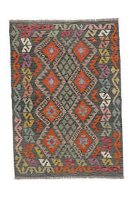  124X176 Kelim Afghan Old Style Teppe Svart/Brun Afghanistan Carpetvista