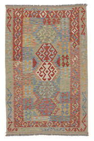 122X189 絨毯 キリム アフガン オールド スタイル オリエンタル 茶色/ダークレッド (ウール, アフガニスタン) Carpetvista