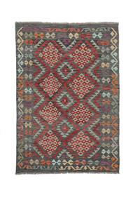 127X183 Tapis D'orient Kilim Afghan Old Style Noir/Rouge Foncé (Laine, Afghanistan) Carpetvista