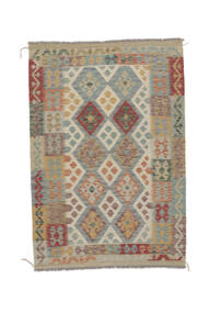 120X172 絨毯 オリエンタル キリム アフガン オールド スタイル 茶色/ダークイエロー (ウール, アフガニスタン) Carpetvista