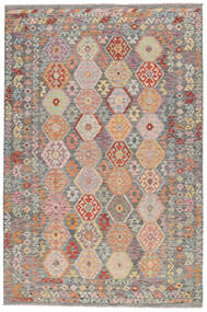  Orientalischer Kelim Afghan Old Stil Teppich 200X301 Braun/Dunkelgelb Wolle, Afghanistan Carpetvista