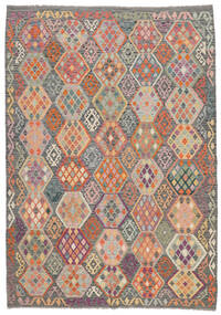 213X302 Kilim Afghan Old Style Rug Oriental Dark Grey/Brown (Wool, Afghanistan) Carpetvista