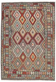 Kilim Afghan Old Style Rug 209X298 Brown/Black Wool, Afghanistan Carpetvista