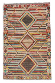 絨毯 Moroccan Berber - Afghanistan 87X139 茶色/ダークレッド (ウール, アフガニスタン)