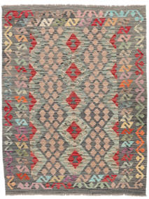  Orientalsk Kelim Afghan Old Style Teppe 129X167 Brun/Mørk Gul Ull, Afghanistan Carpetvista