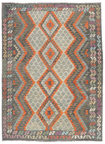  209X296 Kelim Afghan Old Stil Teppich Braun/Dunkelgelb Afghanistan Carpetvista