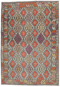 絨毯 キリム アフガン オールド スタイル 206X297 茶色/ダークグレー (ウール, アフガニスタン)