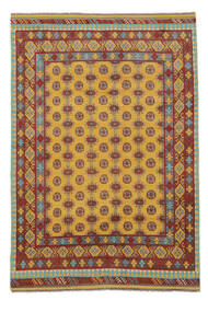 Tapis Afghan Fine 199X283 Marron/Rouge Foncé (Laine, Afghanistan)