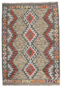  106X146 Kelim Afghan Old Stil Teppich Dunkelgelb/Braun Afghanistan Carpetvista