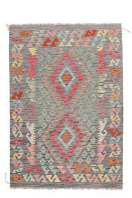  Orientalischer Kelim Afghan Old Stil Teppich 108X155 Dunkelgrau/Orange Wolle, Afghanistan Carpetvista