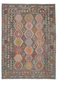214X293 Kilim Afghan Old Style Rug Oriental Brown/Dark Yellow (Wool, Afghanistan) Carpetvista