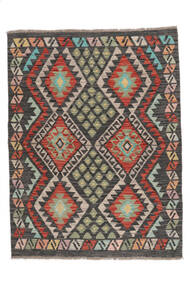 Kelim Afghan Old Stil Teppich 111X144 Schwarz/Dunkelgelb Carpetvista