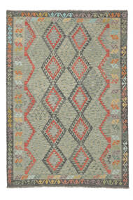 Kelim Afghan Old Stil Teppich 209X299 Dunkelgrün/Grün Wolle, Afghanistan Carpetvista