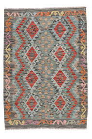  102X145 Kelim Afghan Old Stil Teppich Grün/Schwarz Afghanistan Carpetvista