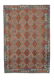 206X297 Tapis D'orient Kilim Afghan Old Style Marron/Noir (Laine, Afghanistan) Carpetvista