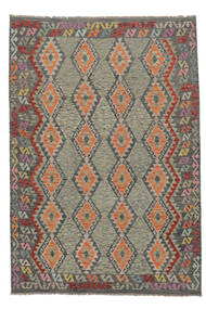  Orientalischer Kelim Afghan Old Stil Teppich 207X298 Dunkelgelb/Schwarz Wolle, Afghanistan Carpetvista