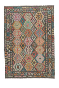 205X290 Kelim Afghan Old Stil Teppich Orientalischer Braun/Dunkelgelb (Wolle, Afghanistan) Carpetvista