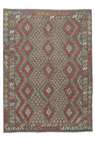 217X288 Tappeto Orientale Kilim Afghan Old Style Marrone/Nero (Lana, Afghanistan) Carpetvista